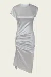 Rabanne Asymmetric Ruched Stretch-lurex Dress