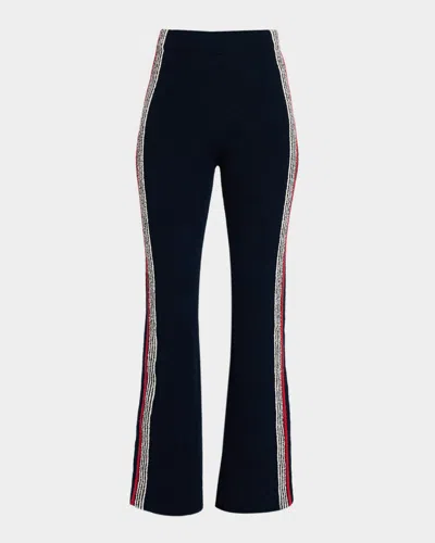 Rabanne Side Stripe Knit Flare Pants In Black