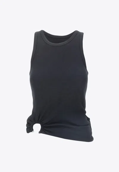 Rabanne Signature Piercing Ribbed Tank Top In Black