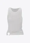 Rabanne Signature Piercing Ribbed Tank Top In White