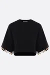 Rabanne Silk And Cotton Blend Cropped Sweater In Black