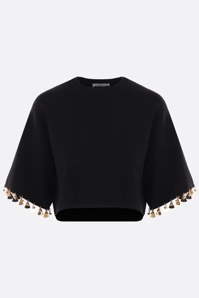RABANNE SILK AND COTTON BLEND CROPPED SWEATER