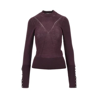 Rabanne Silk And Merino Wool-blend Sweater In Purple