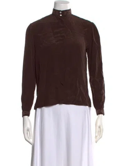 Pre-owned Rabanne Silk Long Sleeve Blouse In Brown