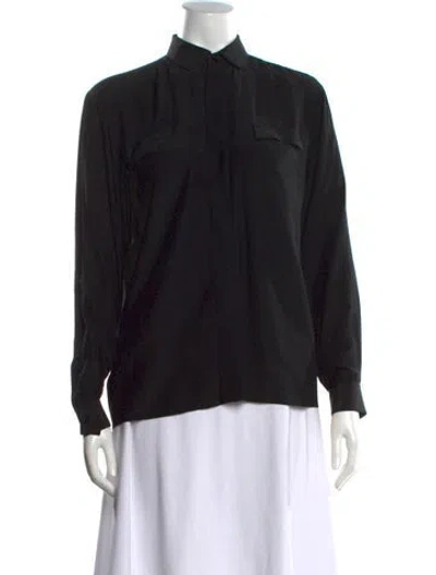 Pre-owned Rabanne Silk Long Sleeve Button-up Top In Black