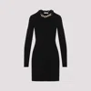 Rabanne Womens Chain-embellished Stretch-cotton Mini Dress Black In Black