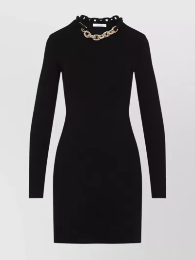 RABANNE SILK MINI DRESS CHAIN DETAIL