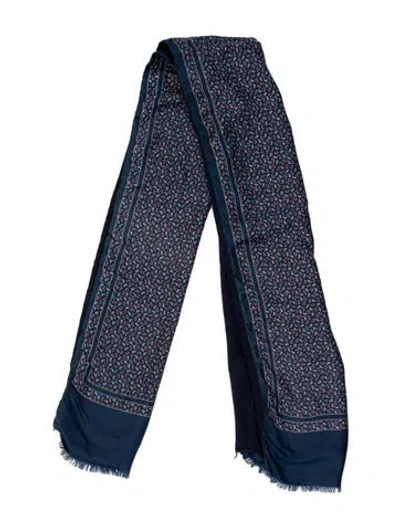 Pre-owned Rabanne Silk Printed Scarf In Blue