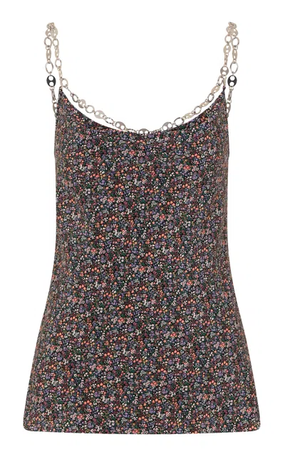 Rabanne Silk Printed Tank Top In Multi