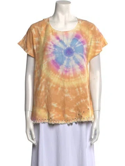 Pre-owned Rabanne Silk Tie-dye Print T-shirt In Yellow