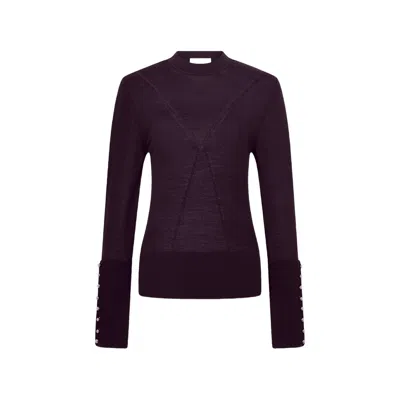 Rabanne Silk-wool Fine-knit With Jewel Buttons Sweater In Purple
