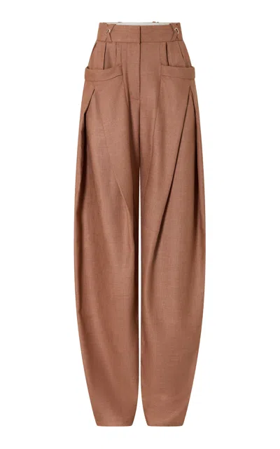 Rabanne Silk-wool Wide-leg Pants In Brown