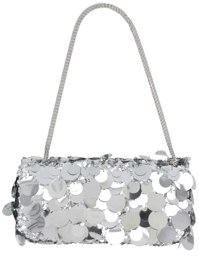 Rabanne Sparkle Baguette Sequin Shoulder Bag In Silver