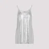 Rabanne Metallic Sleeveless Top With Spaghetti Straps And Chainmail In Tech Fabric Woman In Silver