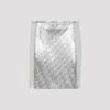 Rabanne Metallic Miniskirt With High Waist And Chainmail Detail In Tech Fabric Woman In Silver