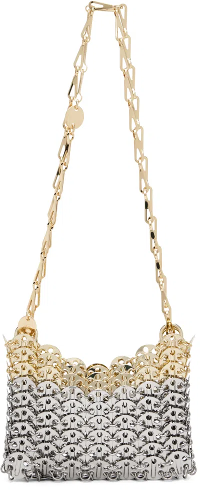 RABANNE SILVER & GOLD ICONIC NANO 1969 SKYLINE BAG
