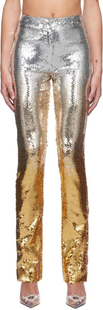 Rabanne Silver & Gold Sequin Trousers In M715 Gold / Silver