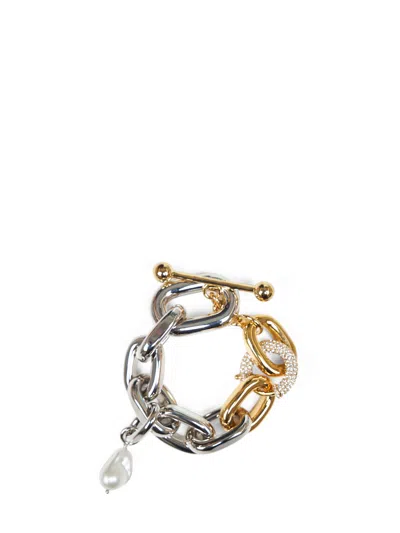 Rabanne Silver And Gold Two-tone Xl Link Bracelet With Punk Details