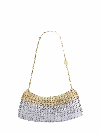 Rabanne Silver And Light Gold 1969 Skyline Clutch With Shoulder Strap In Multi