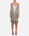 Rabanne Metallic Sleeveless Top With Spaghetti Straps And Chainmail In Tech Fabric Woman In Silver