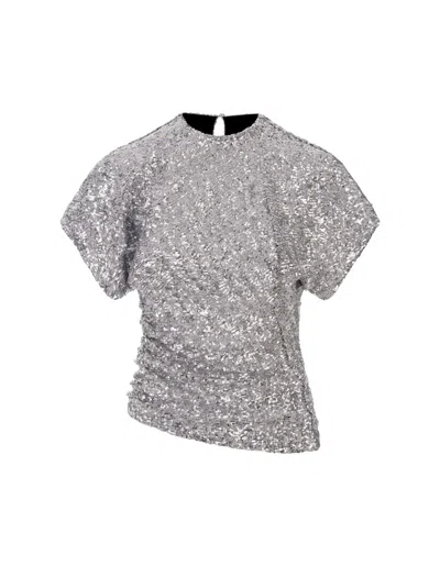 Rabanne Silver Asymmetrical Top With Sequins