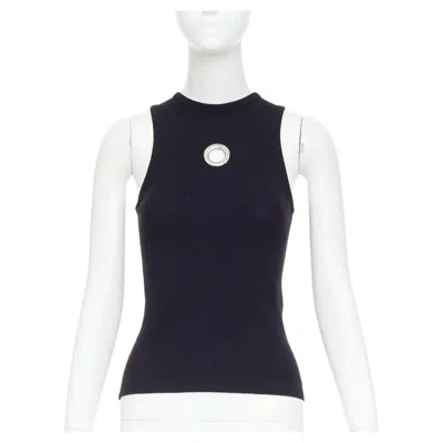 Pre-owned Rabanne Silver Black Single Grommet Eyelet Crew Neck Organic Cotton Tank Top Xs