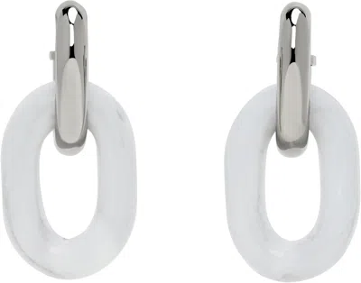 Rabanne Silver Chain Drop Earrings In M094 Silver / White