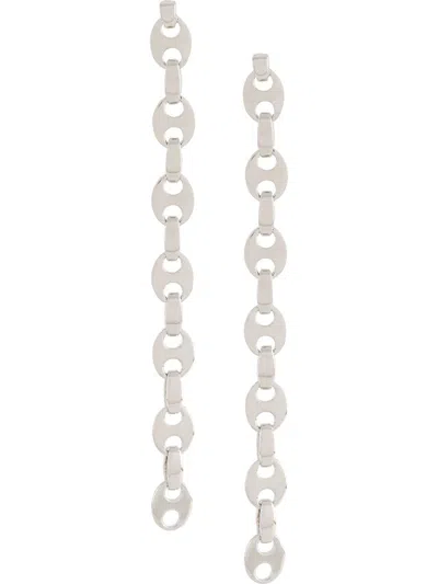 Rabanne Chain Design Earrings With Interlocking Circular Links In Silver