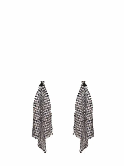 Rabanne Silver Chain Mail Pixel Flow Earrings