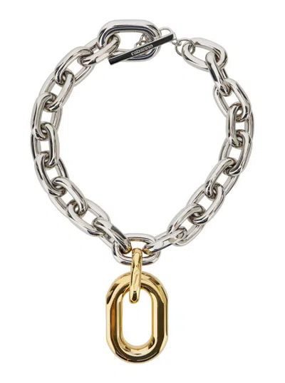 Rabanne Silver-colored Necklace With Pendant And Engraved Logo