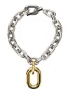 Rabanne Silver-colored Necklace With Pendant And Engraved Logo In Brass Woman In Grey