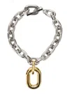 Rabanne Silver-colored Necklace With Pendant And Engraved Logo In Brass Woman In Argento/oro
