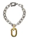 Rabanne Silver-colored Necklace With Pendant And Engraved Logo In Brass Woman In Gray