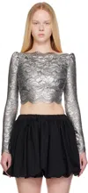 Rabanne Long Sleeve Metallic Lace Top