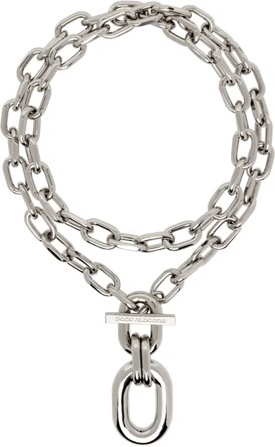 Rabanne Silver Double Xl Link Pendant Necklace In Metallic