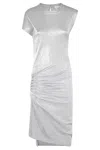 Rabanne Asymmetric Ruched Stretch-lurex Dress In White