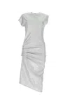 Rabanne Asymmetric Ruched Stretch-lurex Dress In Silver