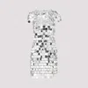 RABANNE SILVER ICONIC ROUND SEQUIN POLYESTER MINI DRESS
