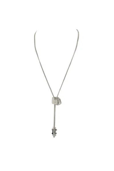 Rabanne Silver Key And Ring Pendant Necklace With Polished Finish