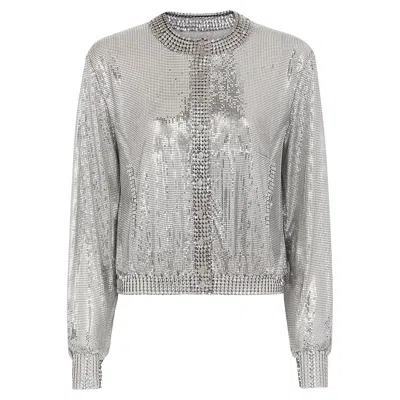 Rabanne Silver Knit Bomber Jacket