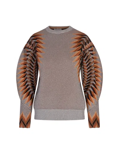Rabanne Silver Lurex Jacquard Pullover In Multi