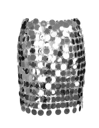 Rabanne Silver Maxi Sequins Mini Skirt