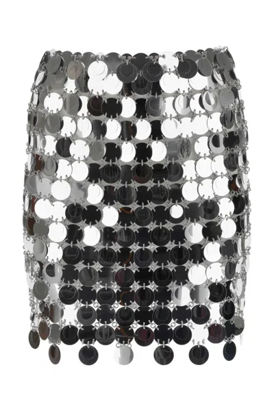 Rabanne Polyester Reflective Chainmail Mini Skirt In Metallic