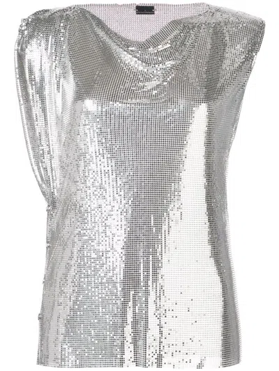 RABANNE SILVER MESH TOP