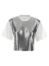 Rabanne Cropped Cotton-jersey And Chainmail T-shirt In Silver