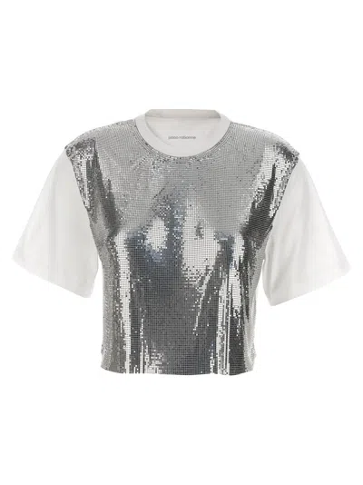 RABANNE SILVER METAL MESH T-SHIRT