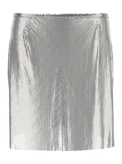 RABANNE SILVER METALLIC MINISKIRT