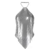 Rabanne Crystal-embellished Metallic Halterneck Top In Silver Tone