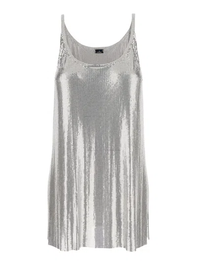 RABANNE SILVER METALLIC SLEEVELESS TOP