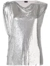 Rabanne Silver Mini Mesh Top In Silver